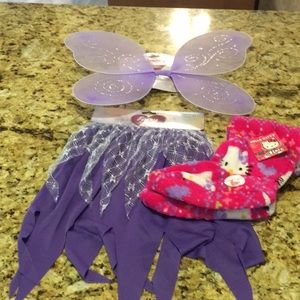 Fairy Skirt & sparkle Wings With Hello Kitty slouch Socks NEW Princess Ages 3-8